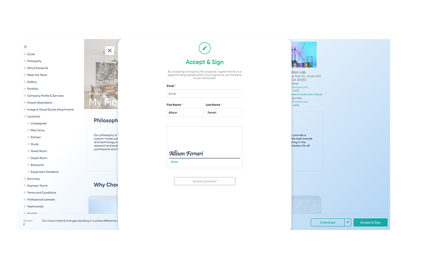 Accept and Sign